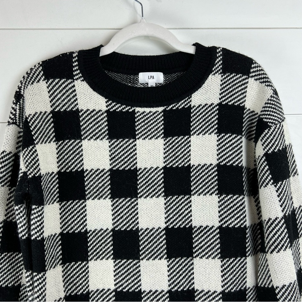 LPA REVOLVE Floyd Buffalo Check Plaid Wool blend‎ mini sweater dress size XS - Picture 4 of 9